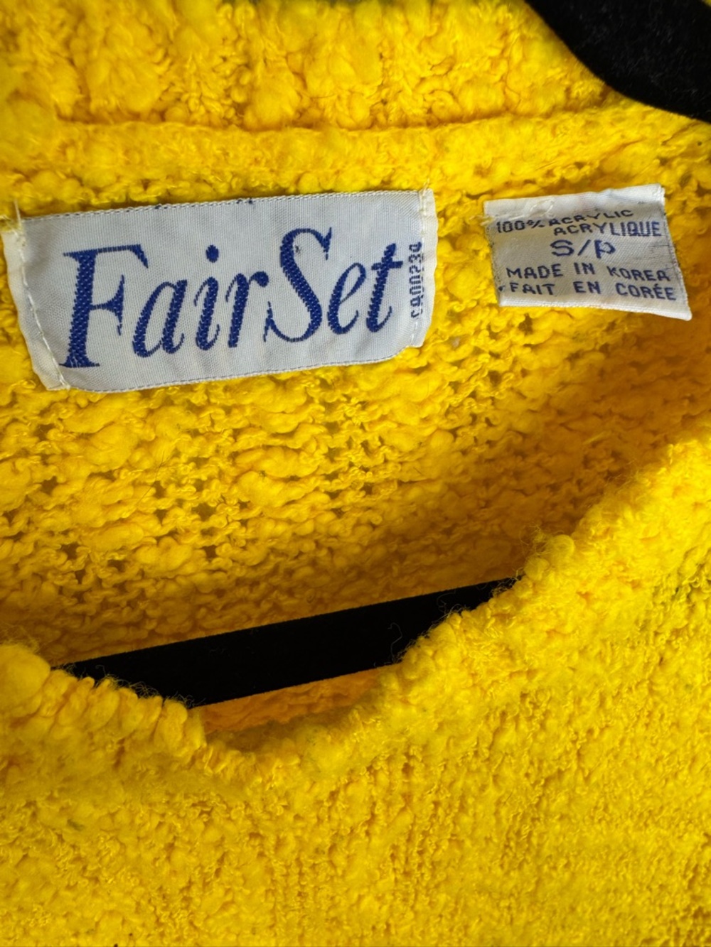 Vintage FairSet Bright Yellow Textured Knit Short-Sleeve Sweater size S - Picture 4 of 6